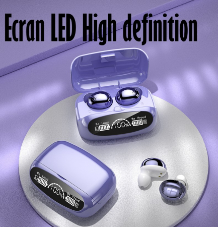 Casti Audio Wirelesss fara fir, Bluetooth 5.1, tip Earbuds cu Control Touch, Microfon, Noise Cancelling, True Wireless Stereo, tip Earpods Telefon, Universale, Carcasa magnetica, Mov [8]