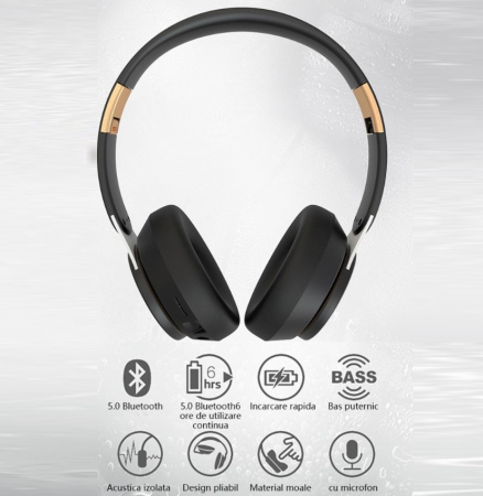 Casti True Wireless Stereo Pliabile, Microfon incorporat, Bluetooth 5.0, Bass Stereo, Noise Cancelling, Universale, Albastru [6]