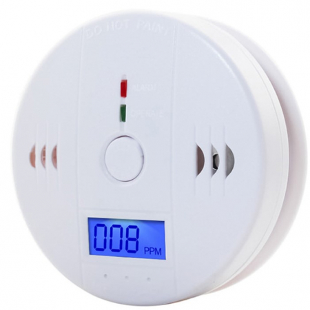 Alarme & accesorii - Detector de monoxid de carbon, Afisaj digital LCD, Alarma, Baterii Incluse, 11 x 11 x 4 cm, Alb
