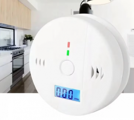 Detector de monoxid de carbon, Afisaj digital LCD, Alarma, Baterii Incluse, 11 x 11 x 4 cm, Alb [1]