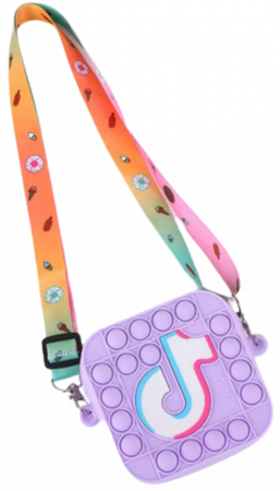 Jucarie Interactiva Antistres Tip Gentuta de Umar Pop IT din Silicon, Cu Fermoar si Curea, TikTok, 13x10x4 cm, Mov, + 3 Ani [3]