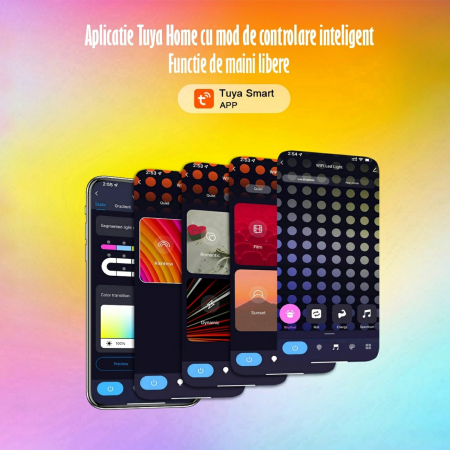 Lampa Modulara Inteligenta tip Hexagon cu Aprindere prin Atingere Led RGB, 6 Panouri Tactile, Voice Control, App/control IOS/Android, Alexa/Google Home, Wi-Fi, Port USB, Telecomanda Inclusa [12]