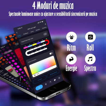 Lampa Modulara Inteligenta tip Hexagon cu Aprindere prin Atingere Led RGB, 6 Panouri Tactile, Voice Control, App/control IOS/Android, Alexa/Google Home, Wi-Fi, Port USB, Telecomanda Inclusa [7]