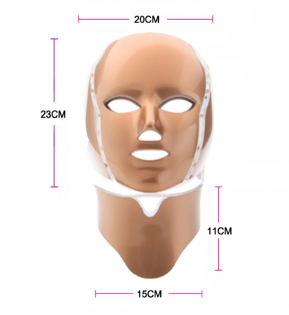 Masca de infrumusetare pentru fata si gat, cu 192 LED-uri si 7 Moduri de Culori, Anti-imbatranire, Anti-sebum, Anti-Acnee, Estompare Riduri fine, Eliminarea petelor si Diminuarea Cearcanelor, Tratamen [2]