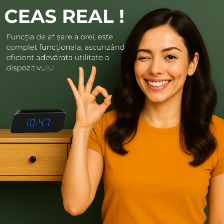 Mini camera Spy REVOSE™, WI-FI, IP, Ascunsa in Ceas Desteptator, Microfon, Infrarosu, 1080P, Activare la Miscare [6]