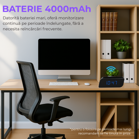 Mini camera Spy REVOSE™, WI-FI, IP, Ascunsa in Ceas Desteptator, Microfon, Infrarosu, 1080P, Activare la Miscare, Card Micro SD 64GB Inclus [7]