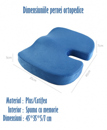 Perna Ortopedica din Spuma cu Memorie Pentru Sezut, Albastru [10]