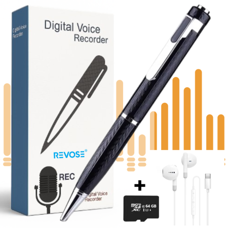 Pixuri spionaj - Reportofon Spion Integrat in Pix, Activare Vocală, peste 400 Ore Stocare, Înregistrare Discretă, USB, Autonomie Mare, Audio HD, Dispozitiv Spionaj Ascuns, Ideal pentru Ședințe, Interviuri 64