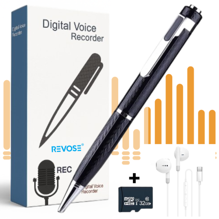 Pixuri spionaj - Reportofon Spion Integrat in Pix, Activare Vocală, peste 400 Ore Stocare, Înregistrare Discretă, USB, Autonomie Mare, Audio HD, Dispozitiv Spionaj Ascuns, Ideal pentru Ședințe, Interviuri 32