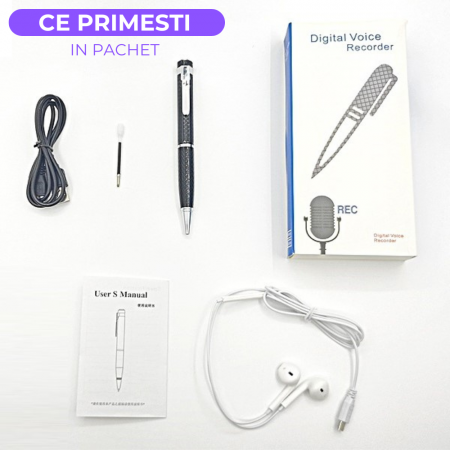 Reportofon Spion Integrat in Pix, Activare Vocală, peste 400 Ore Stocare, Înregistrare Discretă, USB, Autonomie Mare, Audio HD, Dispozitiv Spionaj Ascuns, Ideal pentru Ședințe, Interviuri, Cursuri, Ca [7]