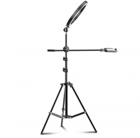 Electronice - Ring Light Lampa Circulara REVOSE™ cu Extra Brat, Diametru 26cm/10inch LED, Lumina Naturala/Rece/Calda, Trepied 210 cm Inclus, Telecomanda Bluetooth
