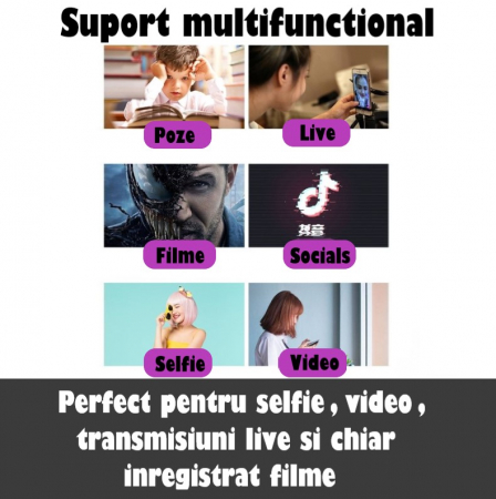 Ring Light Lampa Circulara REVOSE™ cu Extra Brat, Diametru 36cm/14inch LED, Lumina Naturala/Rece/Calda, Trepied 210 cm Inclus, Telecomanda Bluetooth [1]