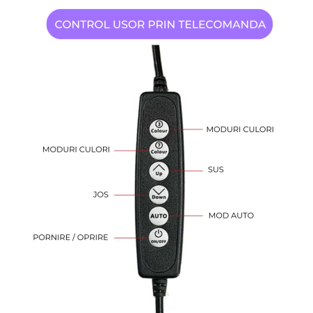 Ring Light Lampa Circulara REVOSE™, Diametru 26cm/10inch LED, Lumina Naturala/Rece/Calda, 15 culori RGB, Trepied Inclus, Telecomanda Bluetooth [11]