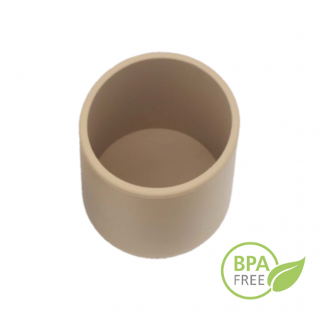 Set Complet Diversificare din Silicon, Farfurie cu Tacamuri, Bavetica, Cana-Pahar, Bol cu Lingura si Furculita, Bej [13]