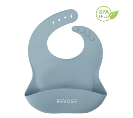 Set Complet Diversificare din Silicon REVOSE™, Farfurie cu Tacamuri, Bavetica, Cana-Pahar, Bol cu Lingura si Furculita, Dusty Blue [10]