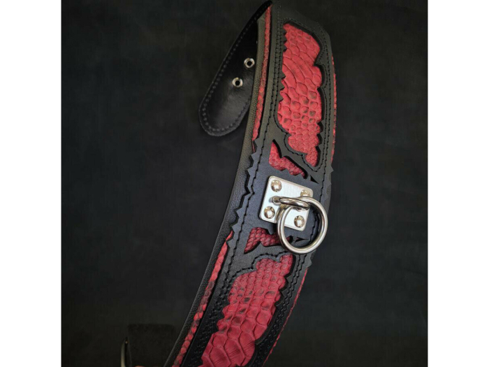 Bestia Zgarda Red Dragon, Piele Naturala, XL, Negru [2]