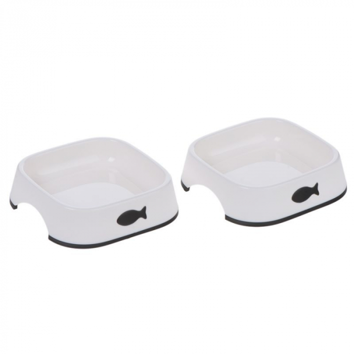 Boluri din plastic de apă și hrană decorate cu pești pentru pisici , 200ml [3]
