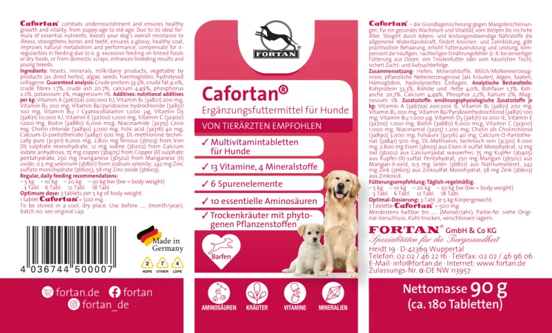 Cafortan supliment alimentar pentru câini 180 tablete [3]