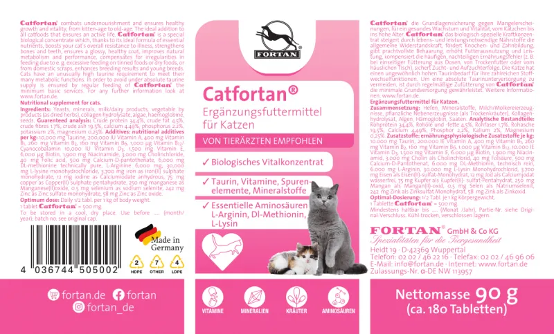 CATFORTAN – Multivitamine pentru pisici cu taurină, vitamine și aminoacizi,90g [3]
