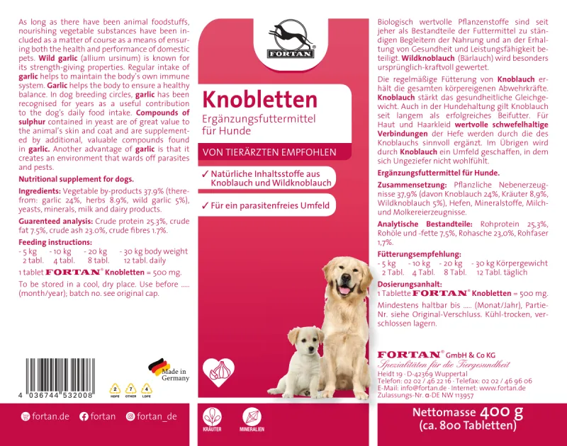 FORTAN Knobletten 800 de tablete – Supliment nutritiv natural pentru câini [3]