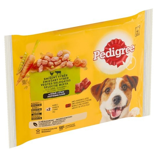 Hrană umedă pentru câini Pedigree Adult, plic cu pui/ vită și legume în sos 4x100 g [2]