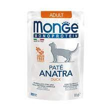 Hrană umedă pentru pisici adulte: Plicuri MONGE Pate Monoprotein cu Carne de Rață - 28x85g [1]
