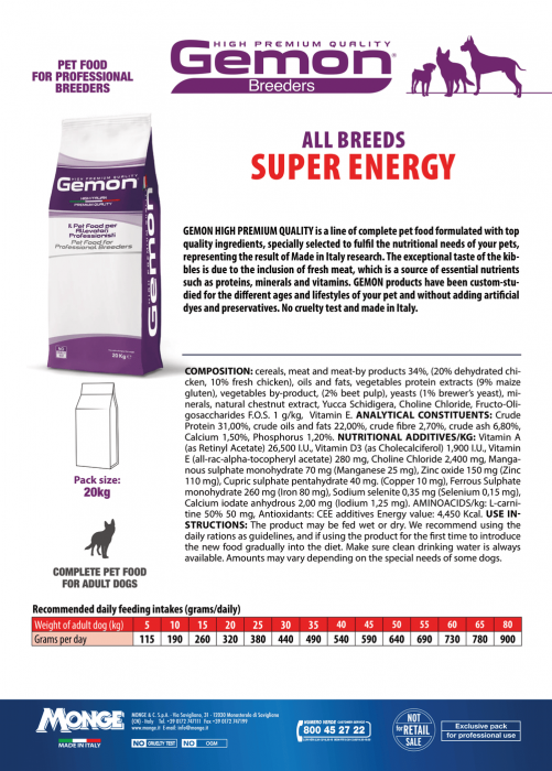 Hrana uscata caini adulti Gemon Super Energy-20kg [3]