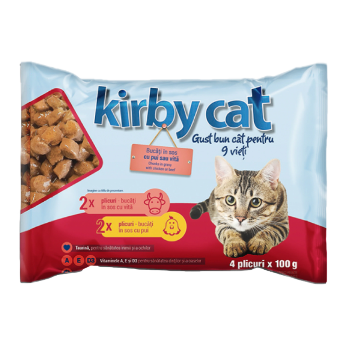 Kirby Cat hrana umeda pentru pisici, Pui si Vita 100g [2]