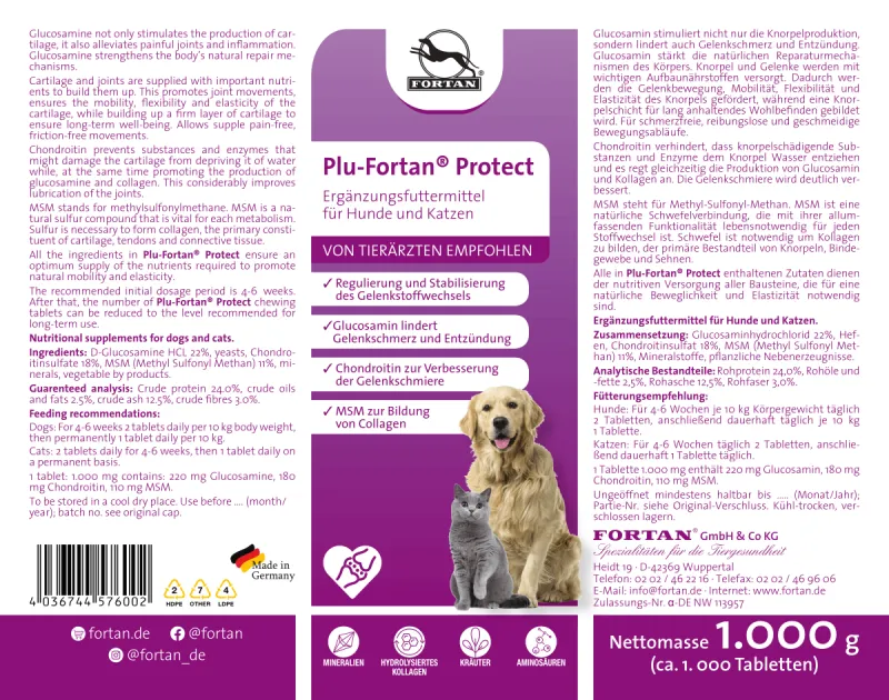 Plu-Fortan Protect 1000 tablete– Supliment nutritiv pentru câini și pisici [3]