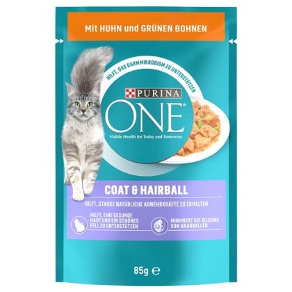 Purina ONE Coat & Hairball-Hrana umeda plic pisici 85 g [1]