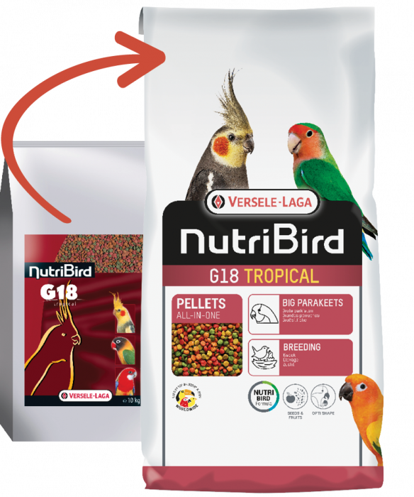 Versele Laga Nutribird G18 Tropical-10 kg, hrana pelete reproducere pentru papagali medii [2]