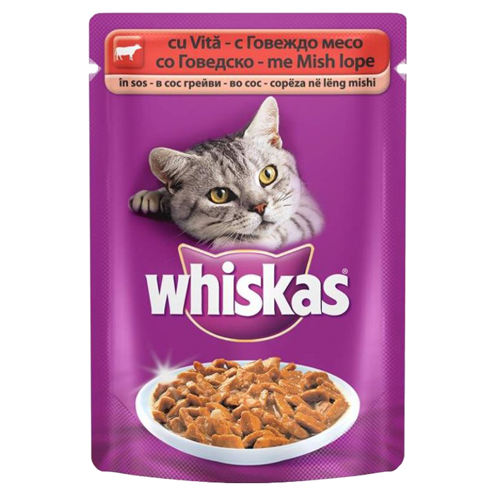 Whiskas hrana umeda plic pisici adulte cu aroma de vita 100g [2]