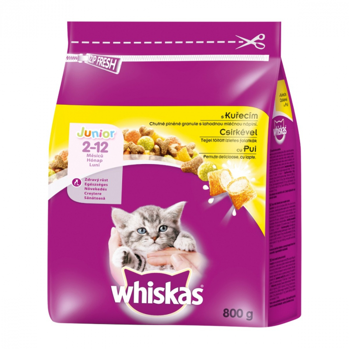 WHISKAS hrană uscată pisici junior cu pui 800g [2]