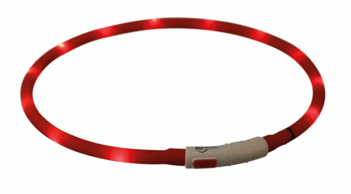 Trixie Zgarda Cu Led, Incarcare USB, XS-XL:70 cm/10 mm, Rosu [2]