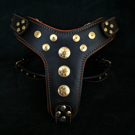 Bestia Ham Bijou, Piele Naturala, M, Negru/Portocaliu