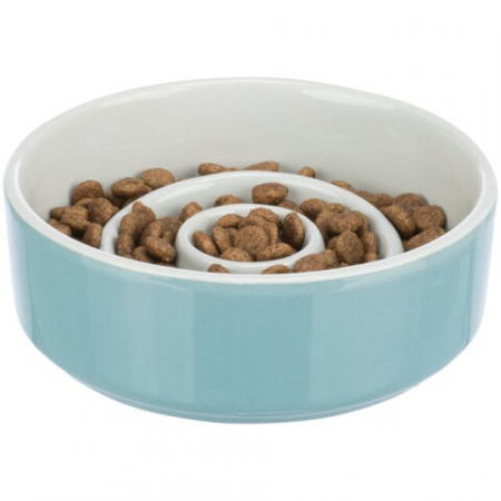 Bol Ceramic pentru Hranire Lenta, 0.9 l /17 cm, Gri/Albastru, 24521 [1]