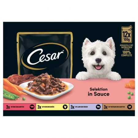 Cesar Hrana umeda plic caine adult Selecție de carne și legume în sos 12X100g [1]
