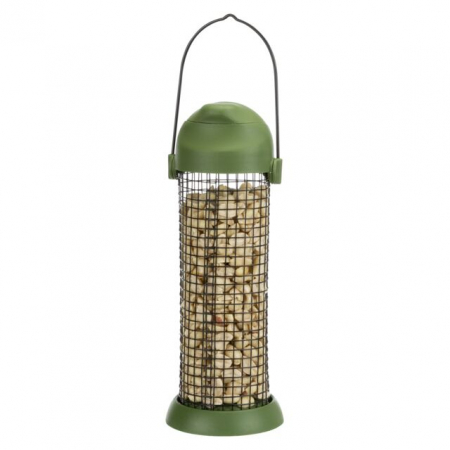 Pasari - Dozator de Arahide pentru Pasari, din Plastic/Metal, 22 cm, Verde, 55628