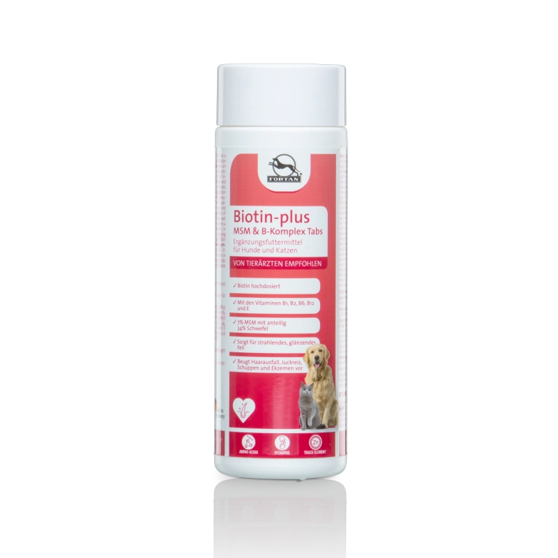 Suplimente nutritive - FORTAN Biotin-plus MSM pentru câini și pisici – Pentru piele, blană și gheare, 400g