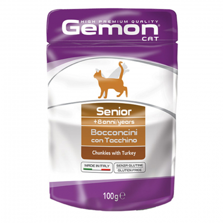 Pisici - Gemon Cat 100 g, Senior, Curcan