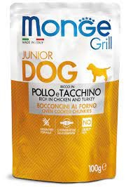 Hrana umeda - Hrana umeda caini adulti Plicuri MONGE Grill Junior cu Pui-24x100g