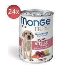Hrana umeda - Descriere pentru Hrana umedă pentru câini juniori - conserve MONGE Fresh cu Vițel 24x400g