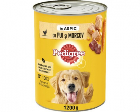Hrană umedă pentru câini adulti, conserva, Pedigree cu pui si morcov in aspic-1.2kg [1]