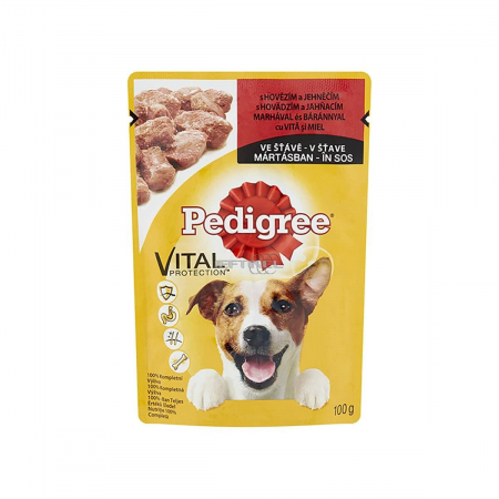 Hrana umeda pentru caini adulti Pedigree,plic, cu vita si miel in sos - 100 g [1]
