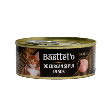 Hrana Umeda - Hrana Umeda Pentru Pisici, Basteto Gold, Cu Carne De Curcan Si Pui In Sos, 85 g