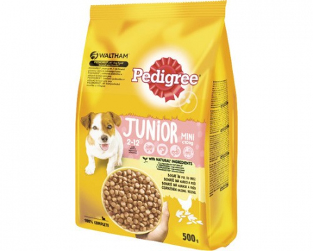 Hrană uscată pentru câini, Pedigree Junior Talie Mică, cu pui și orez - 500 g [1]