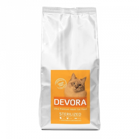 Hrana uscata pentru pisici Grain Free Sterilizat cu curcan pui si hering Devora 7.5 kg [1]