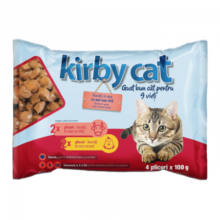 Kirby Cat hrana umeda pentru pisici, Pui si Vita 100g [1]