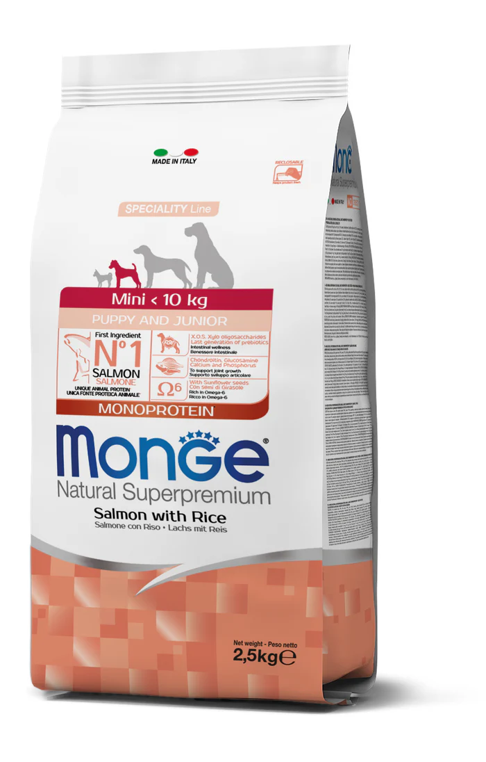 Monge Mini Junior & Puppy Somon 2,5 kg – Hrană Superpremium pentru Câini de Talie Mică [1]
