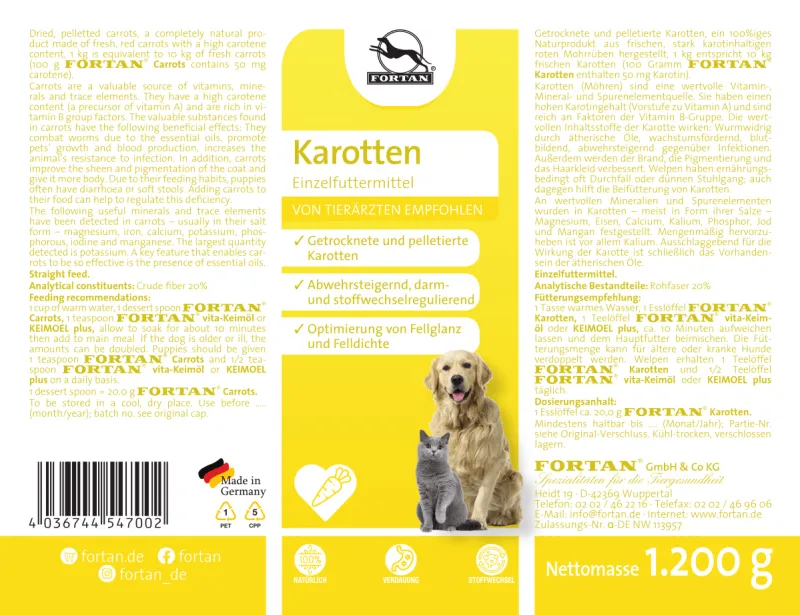 Morcovi pelete FORTAN 1.2kg – Supliment nutritiv natural pentru câini [2]